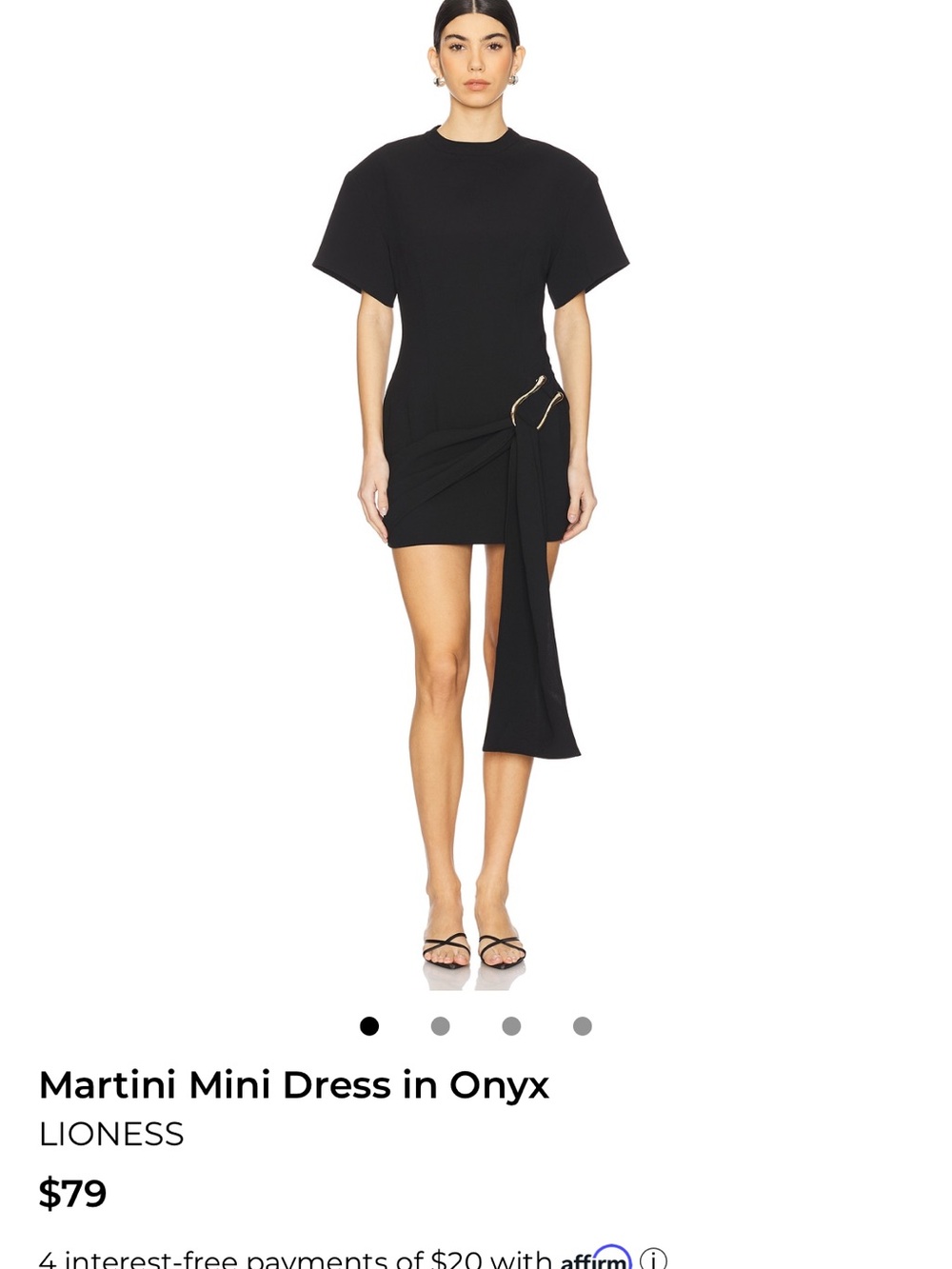 Lioness Black Draped Mini Dress with Gold Accent